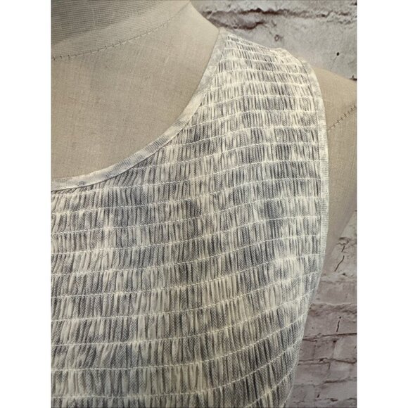 Maisie Womens S Sleeveless Dress Smocked Summer Midi Pockets White Gray Tie Dye - Picture 8 of 13